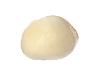 Photo of Delicious fresh mozzarella ball on white background