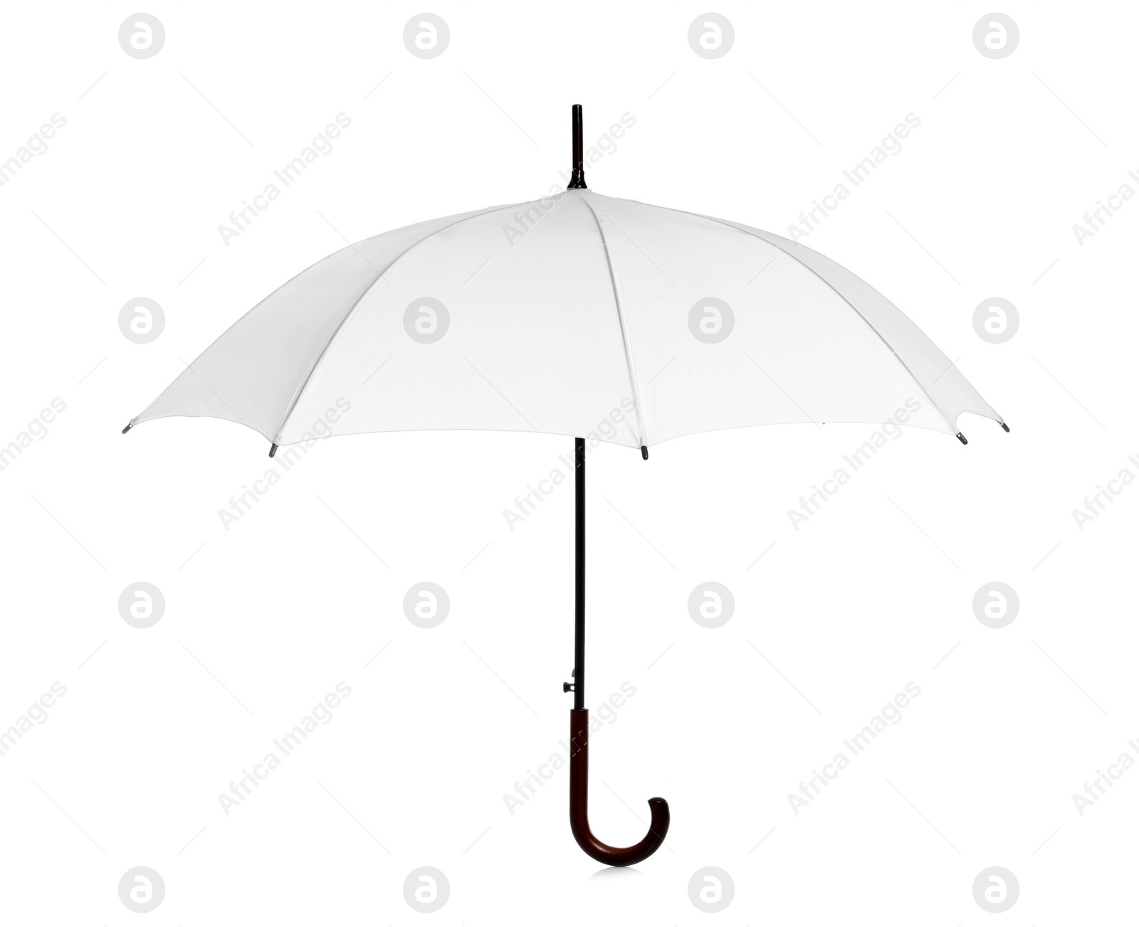 Photo of Beautiful open umbrella on white background