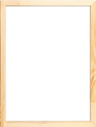 Wooden frame with blank white background. Mockup for design