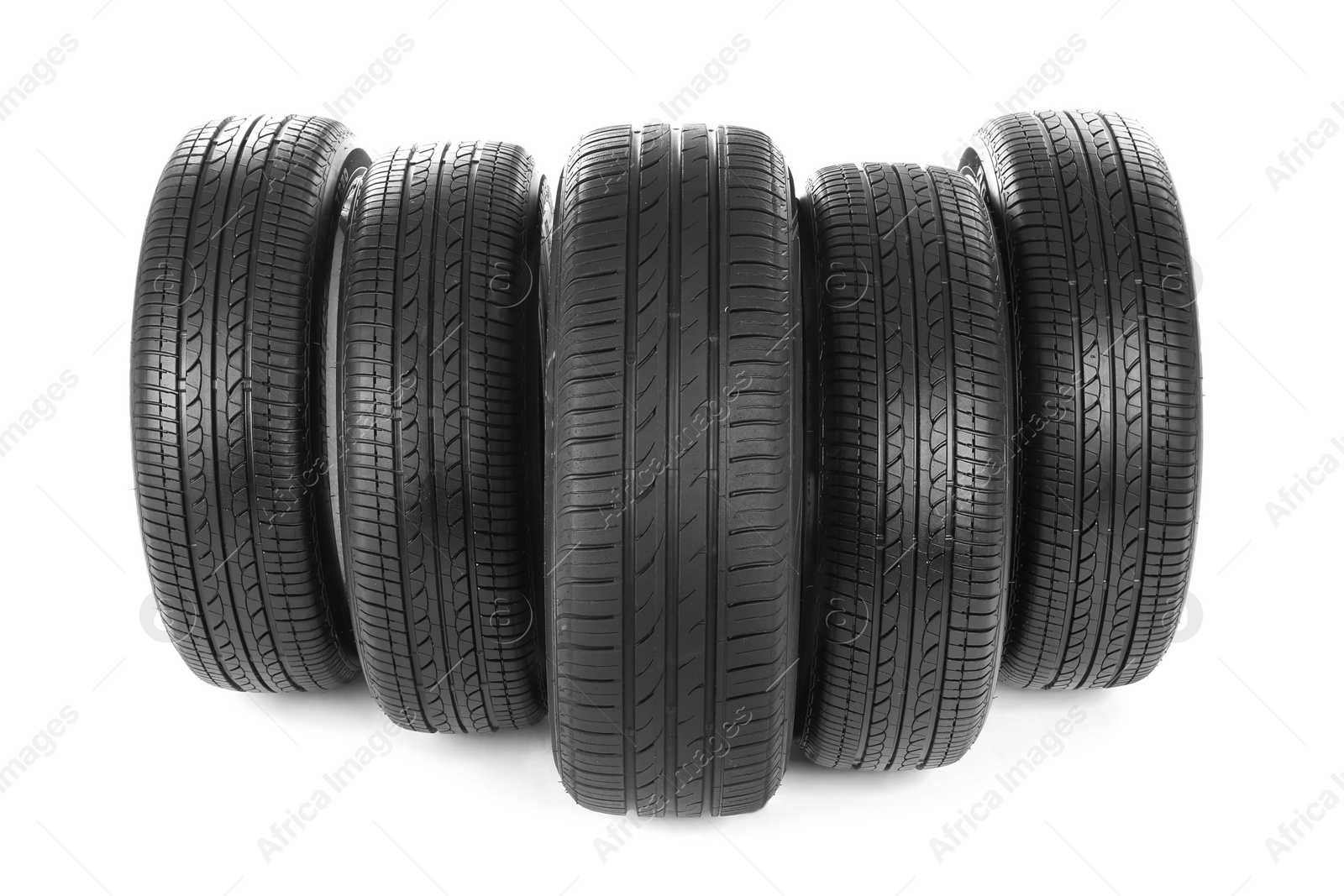 Photo of Car tires on white background