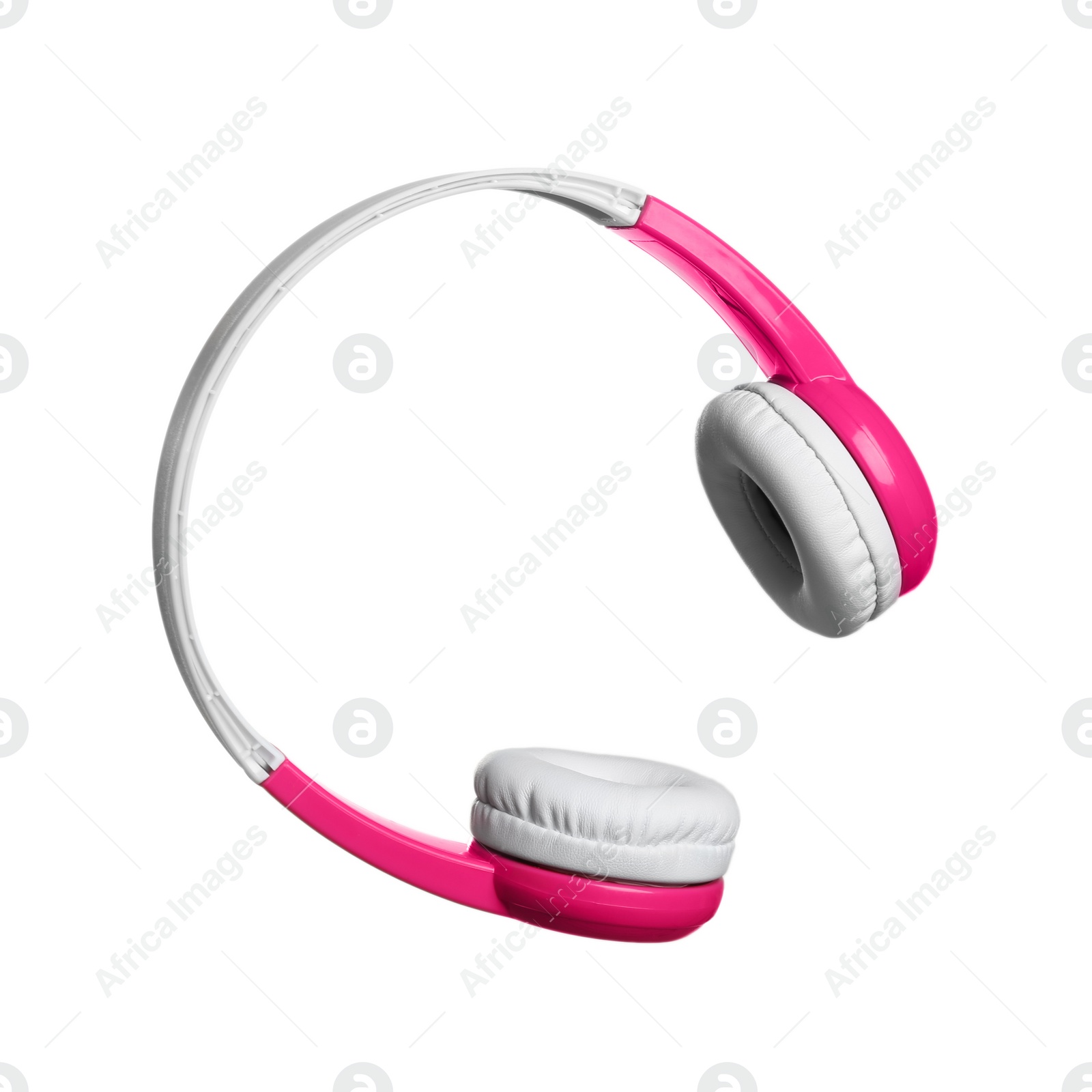 Photo of Stylish headphones with pads on white background