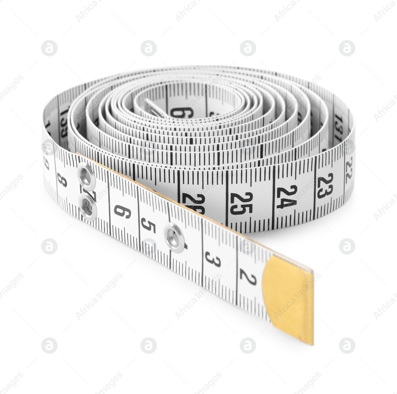 Photo of New long measuring tape isolated on white