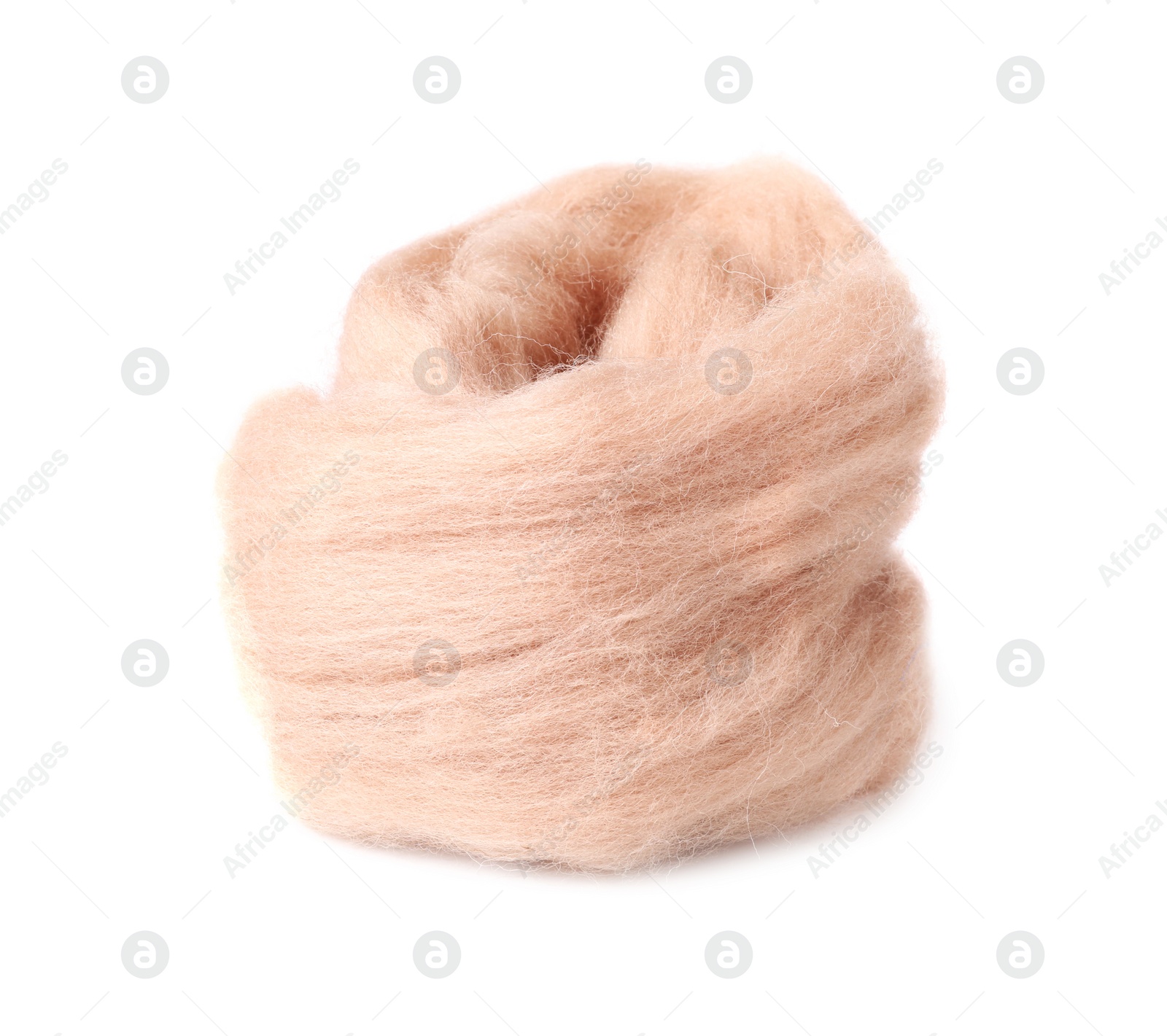 Photo of One beige felting wool isolated on white