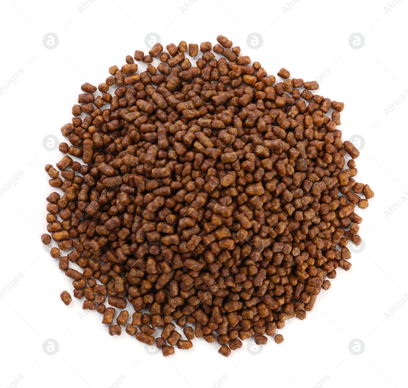 Photo of Pile of buckwheat tea granules on white background, top view