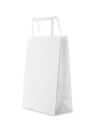 Photo of Blank paper bag on white background. Space for design