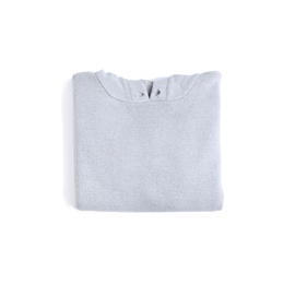 Photo of Folded knitted sweater on white background, top view