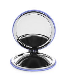 Photo of Stylish cosmetic pocket mirror isolated on white