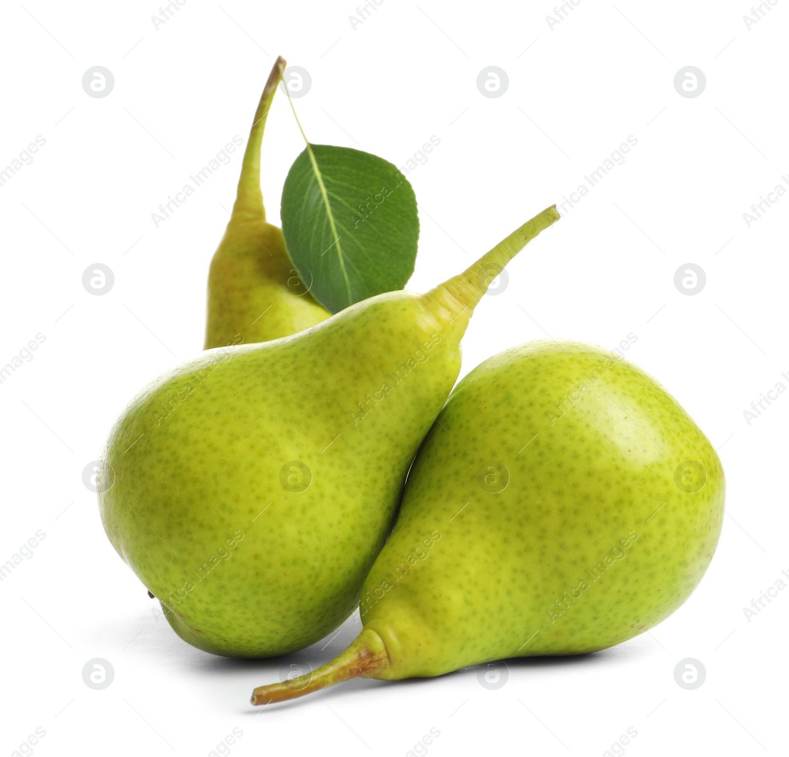 Photo of Whole ripe pears on white background