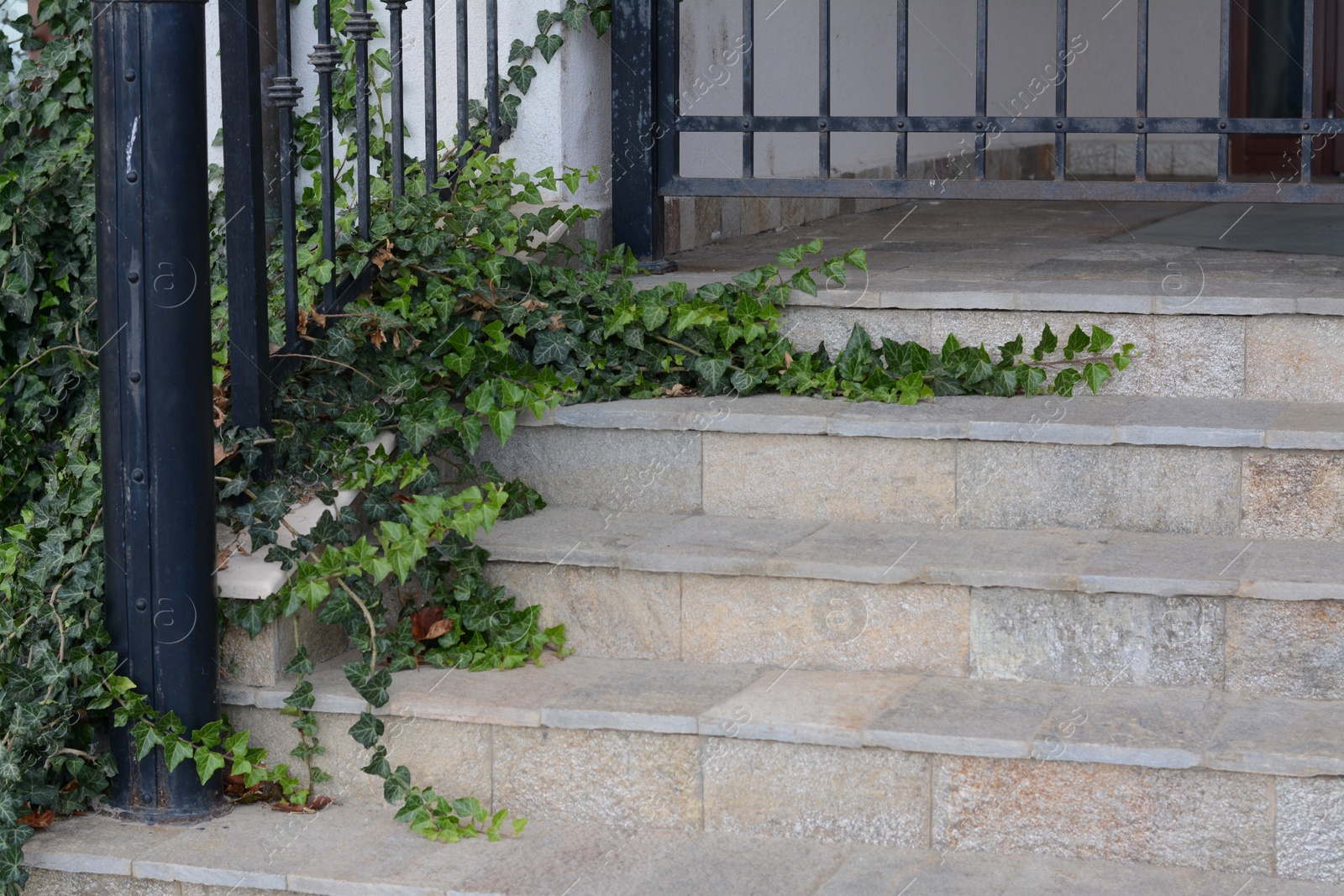 Photo of View of stone outdoor stairs. Entrance design