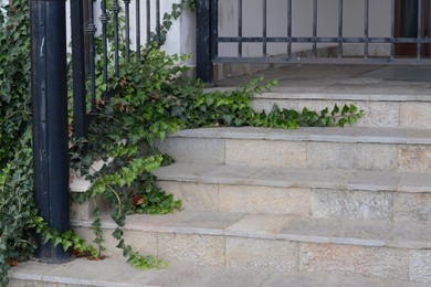 Photo of View of stone outdoor stairs. Entrance design