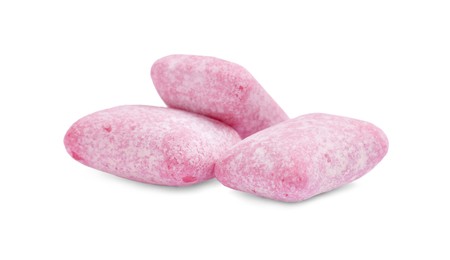 Tasty pink bubble gums isolated on white