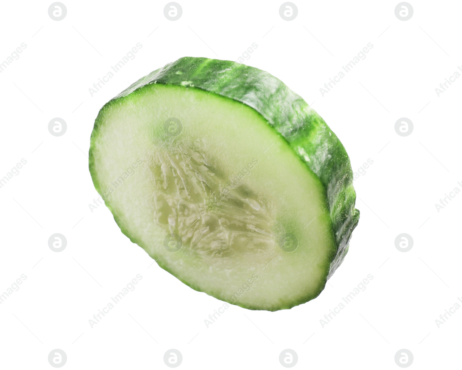 Photo of Slice of fresh cucumber isolated on white