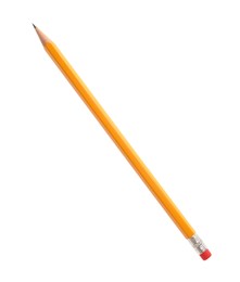 Graphite pencil with eraser isolated on white. School stationery