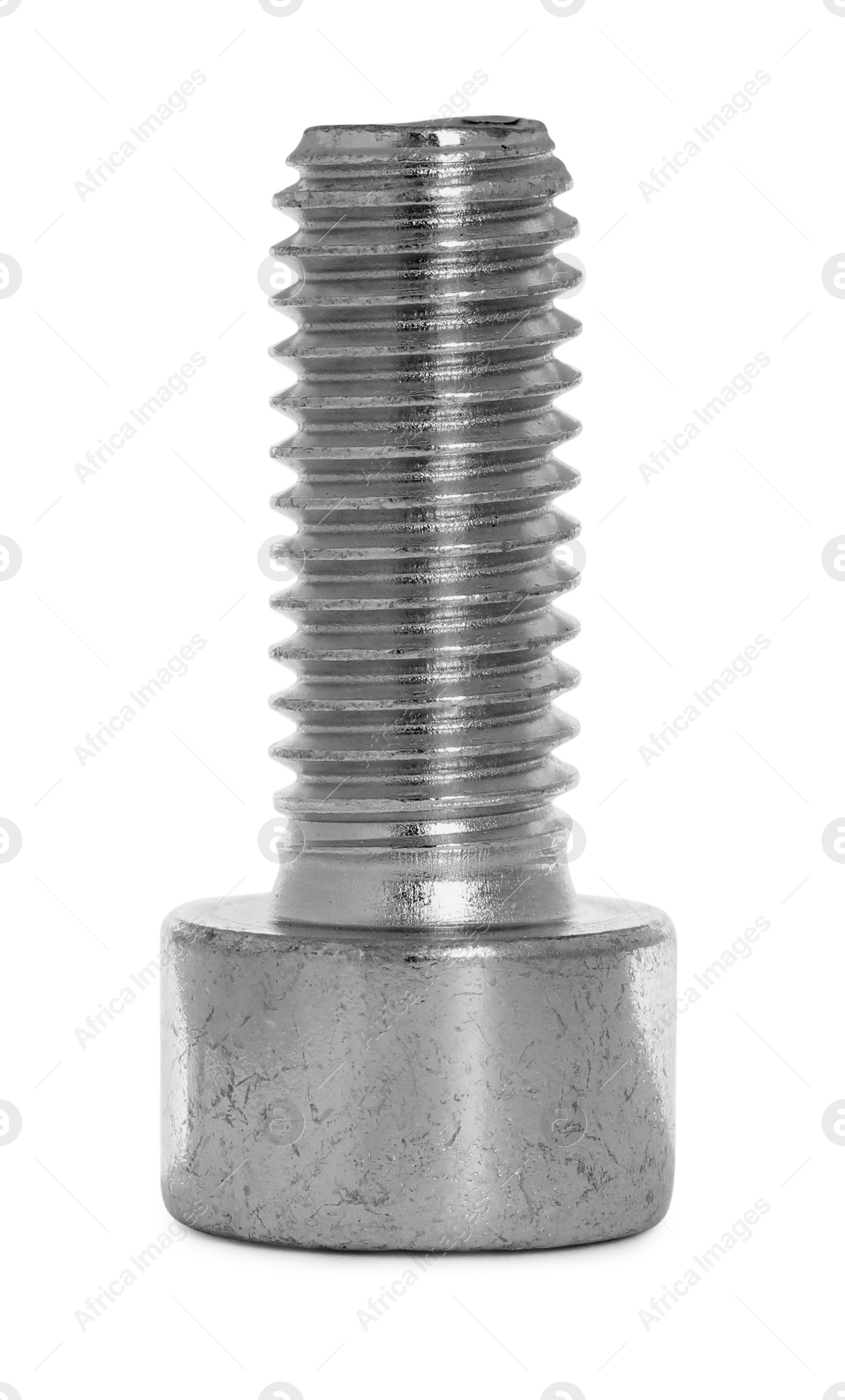 Photo of One metal socket bolt isolated on white