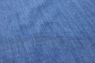 Photo of Texture of blue fabric as background, closeup