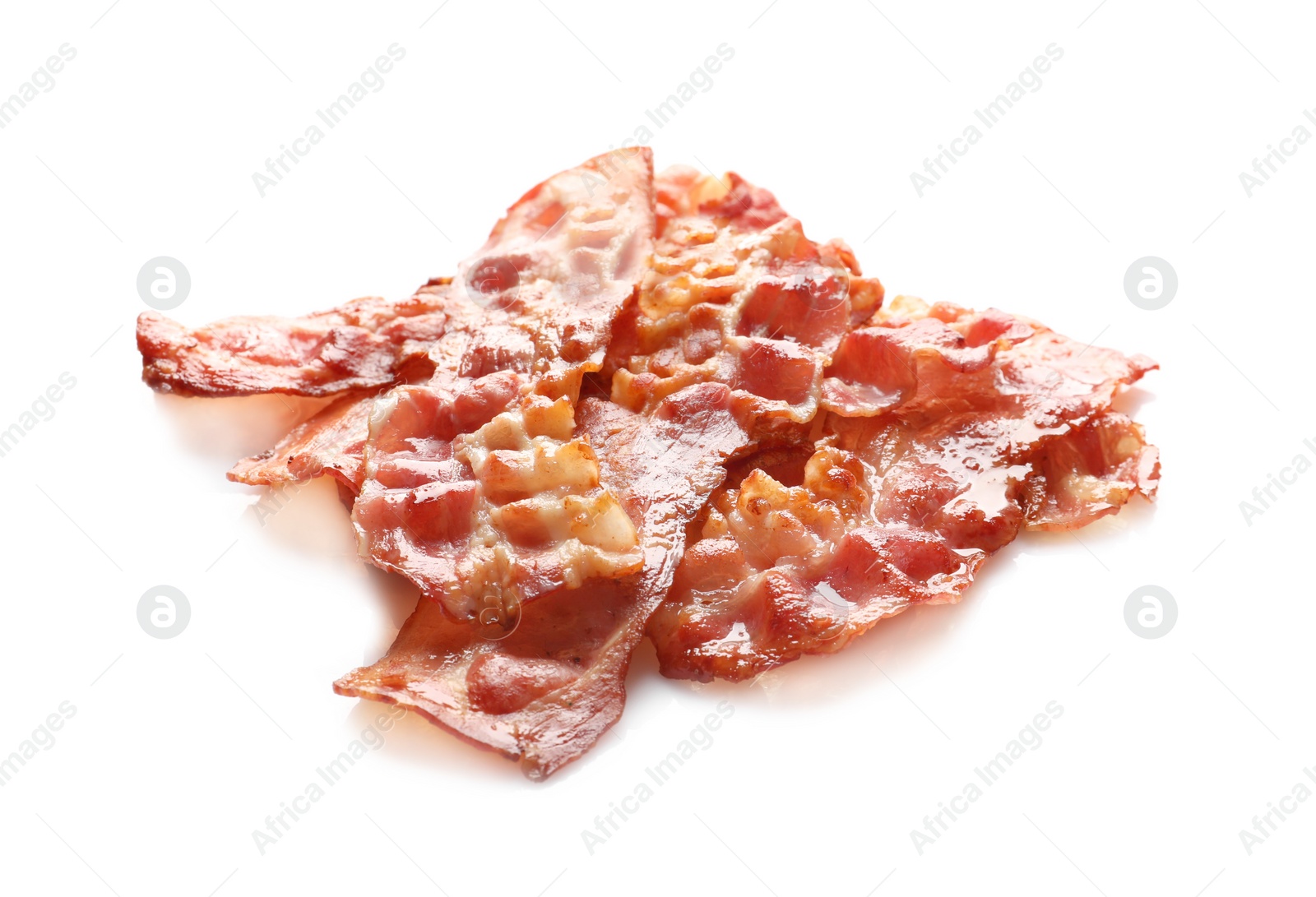 Photo of Fried bacon on white background