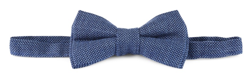 Stylish blue bow tie isolated on white