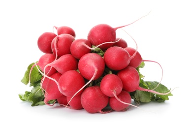 Bunch of fresh ripe radish isolated on white