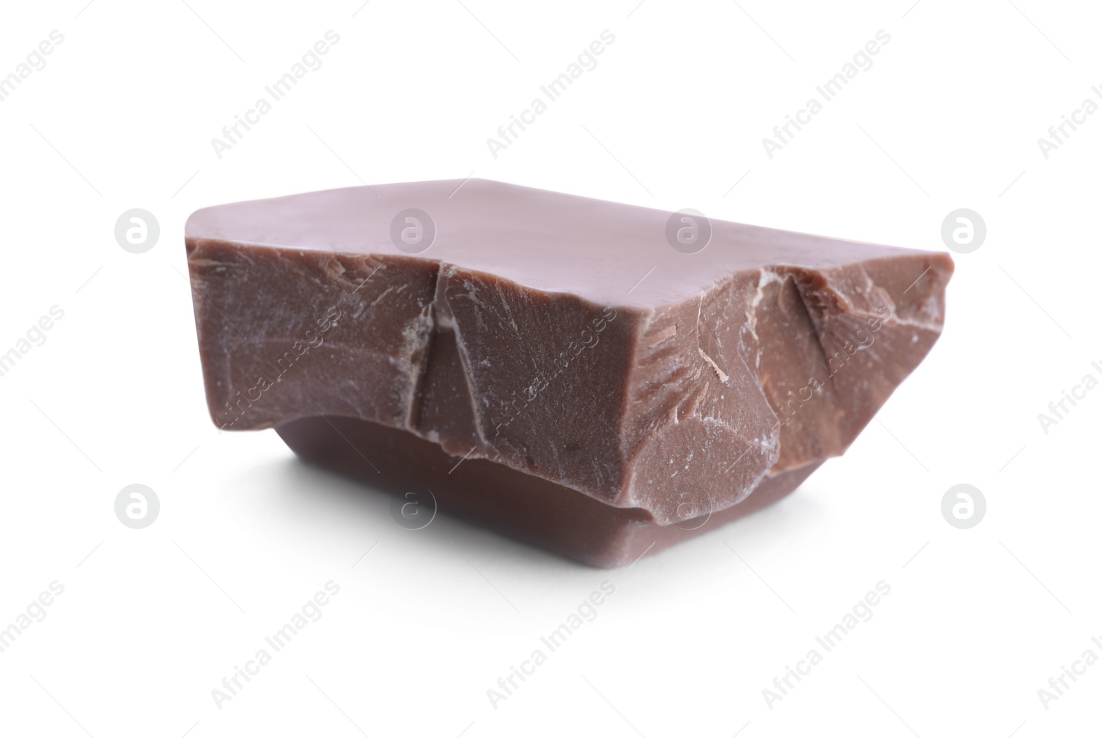 Photo of Piece of milk chocolate isolated on white