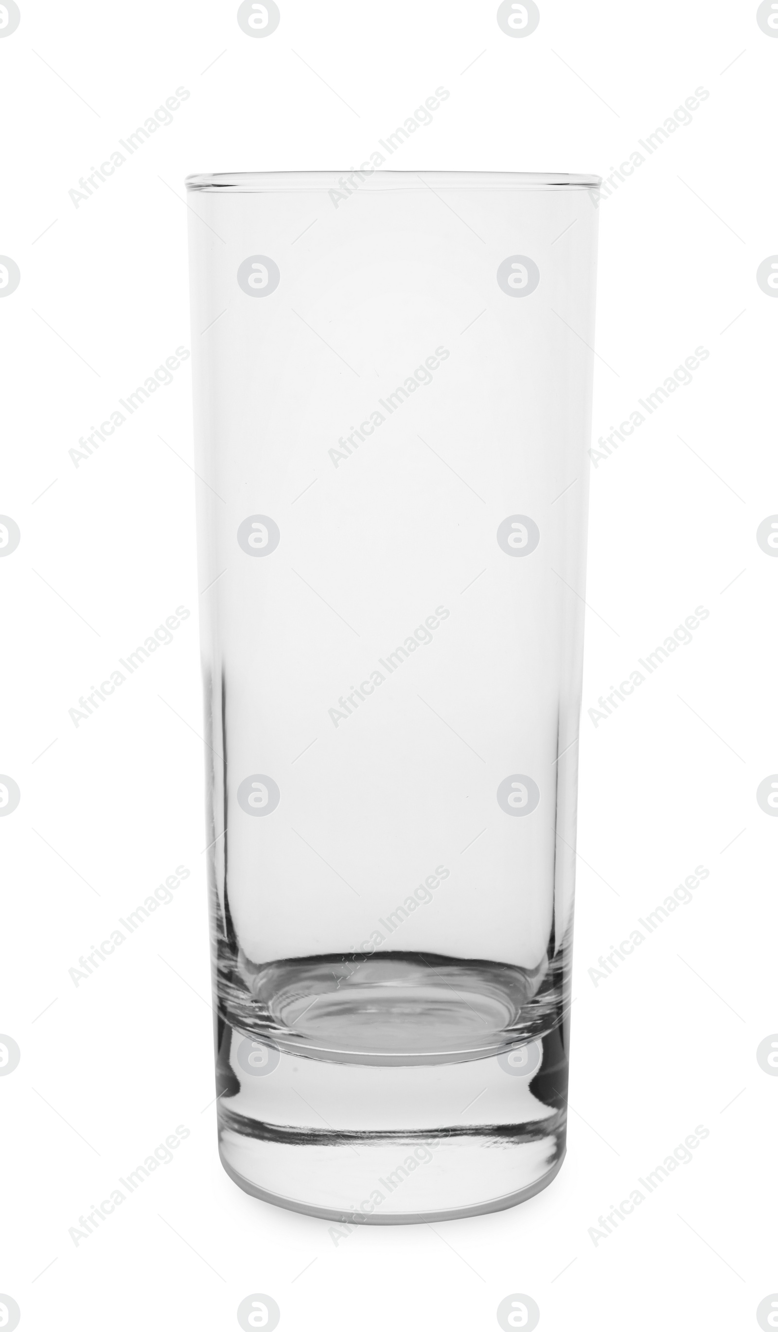 Photo of New empty clear glass on white background