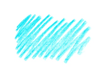 Photo of Blue pencil hatching on white background, top view