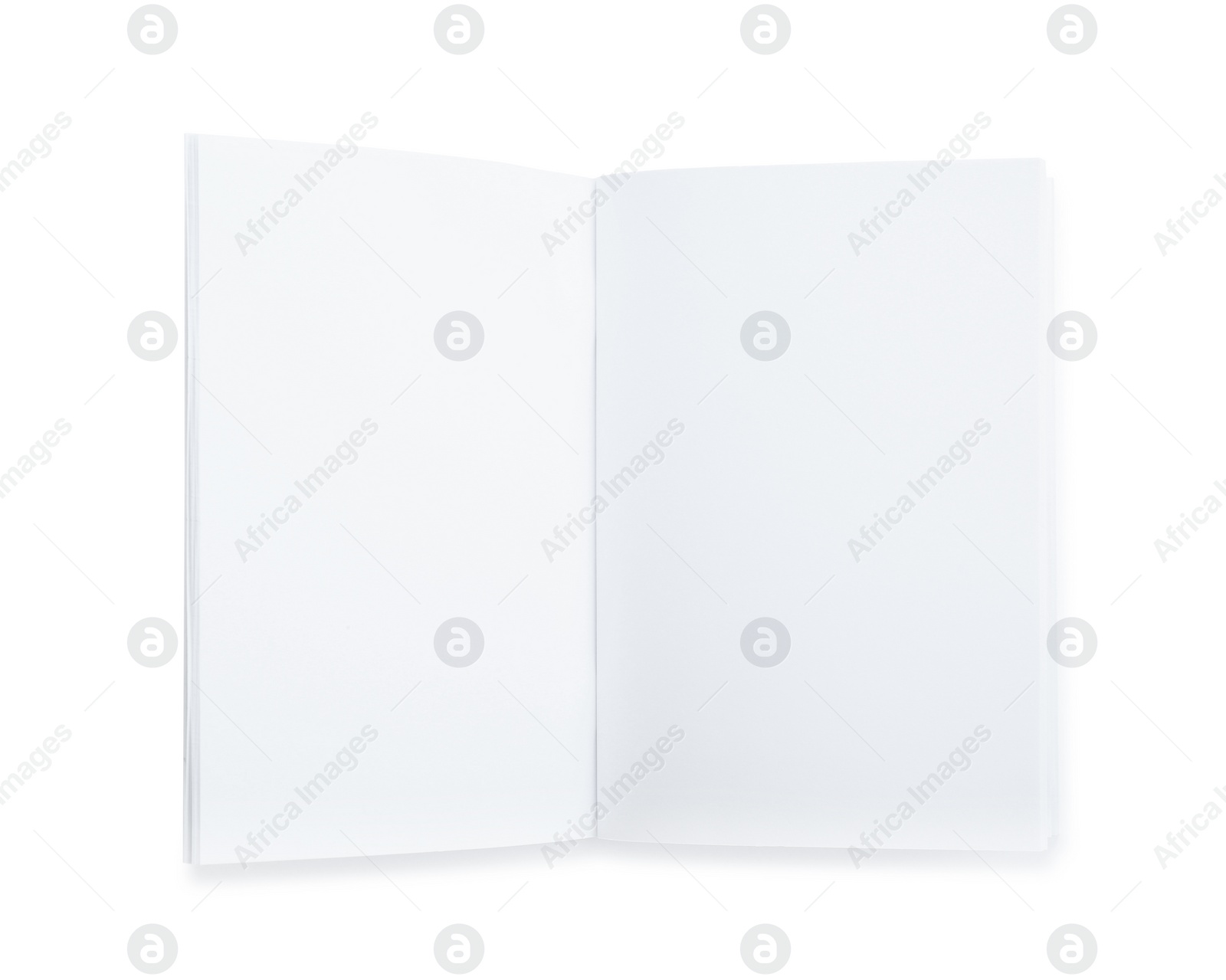 Photo of Open blank paper brochure isolated on white, top view. Mockup for design