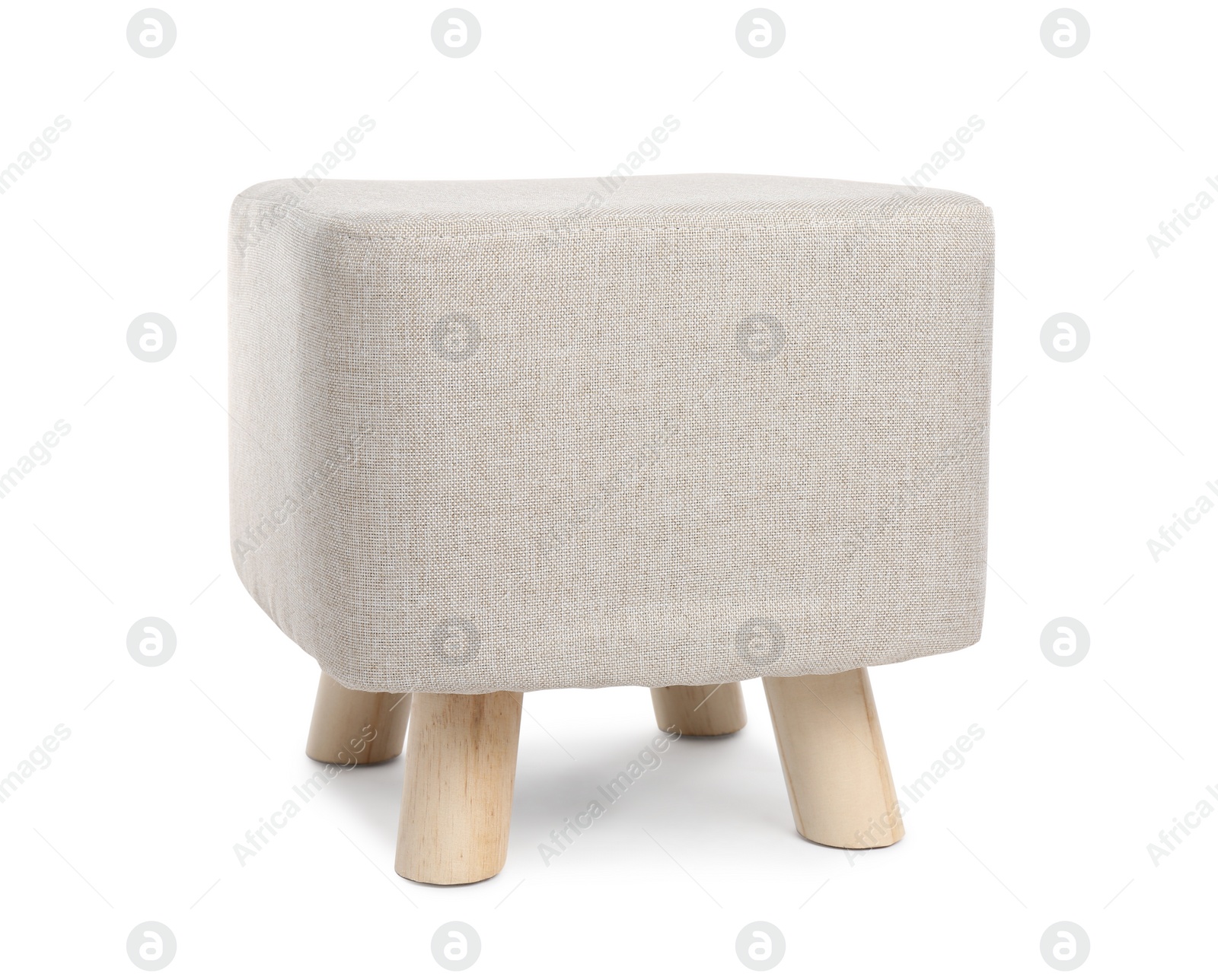 Photo of Stylish new beige ottoman isolated on white