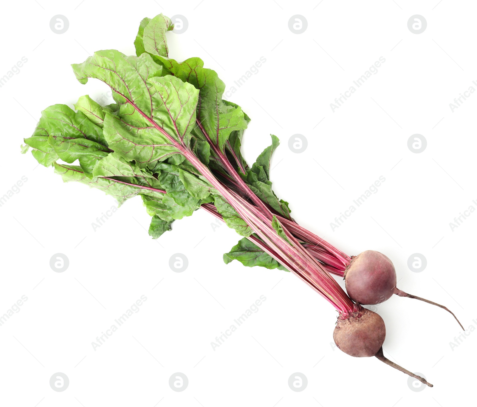 Photo of Raw ripe beets with leaves isolated on white