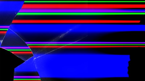 Broken TV screen with colorful stripes, illustration