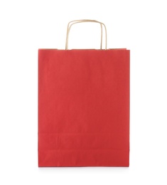 Photo of Mockup of paper shopping bag on white background