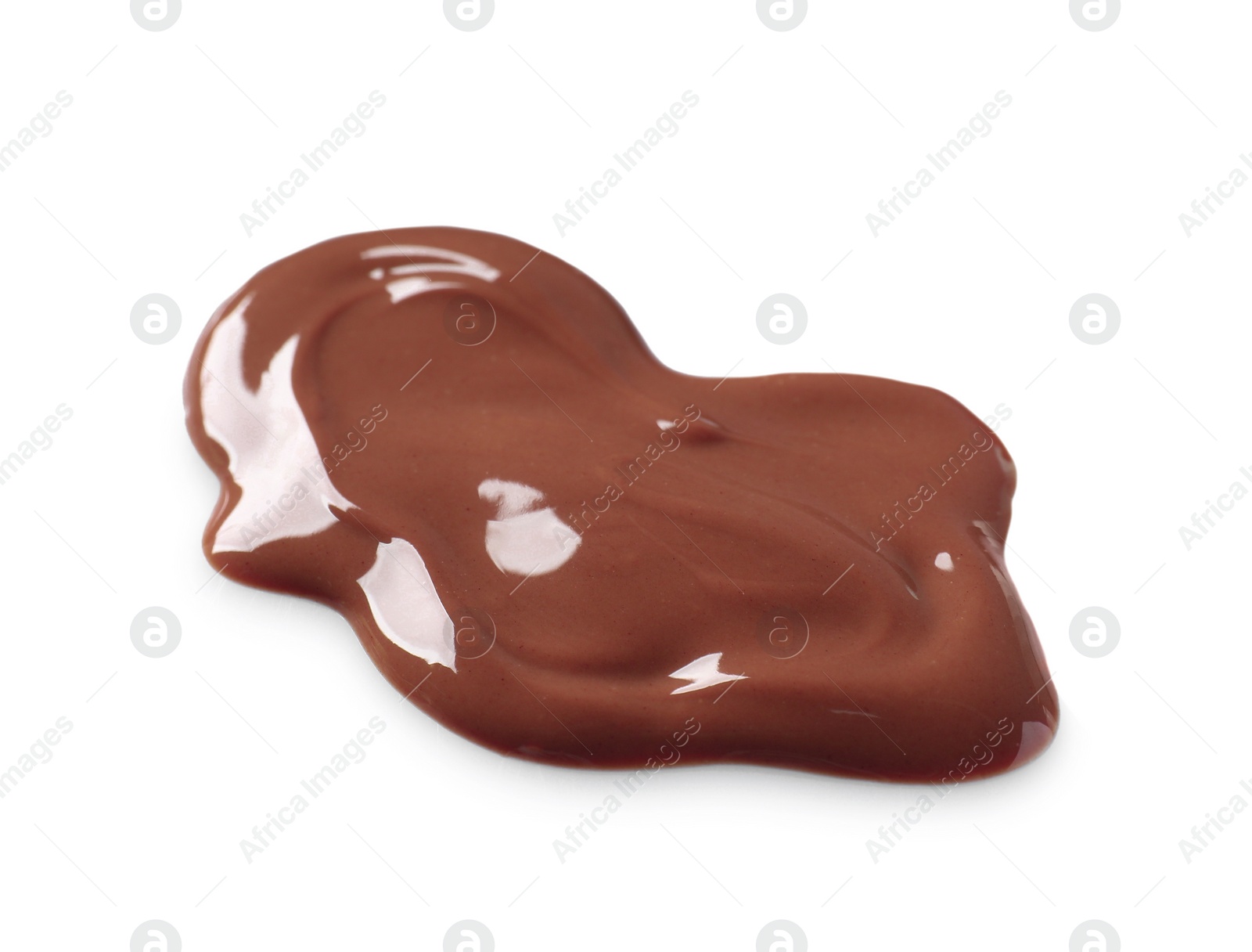 Photo of Smear of tasty milk chocolate paste isolated on white