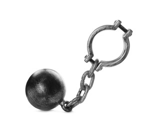 Photo of Prisoner ball with chain on white background