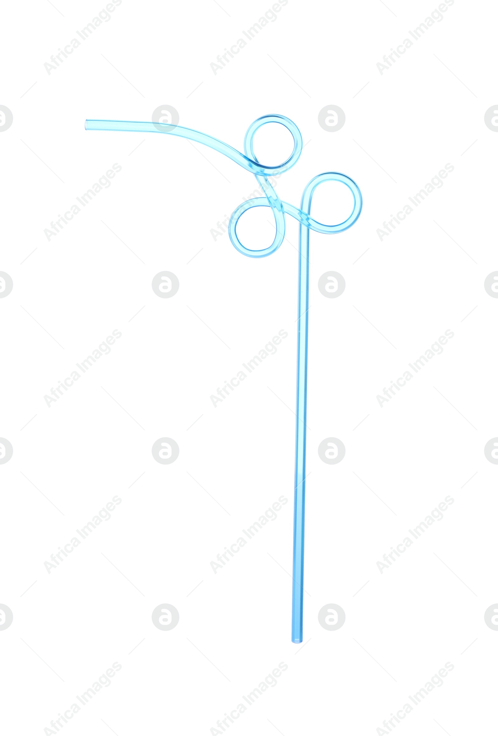 Photo of Light blue plastic cocktail tube isolated on white