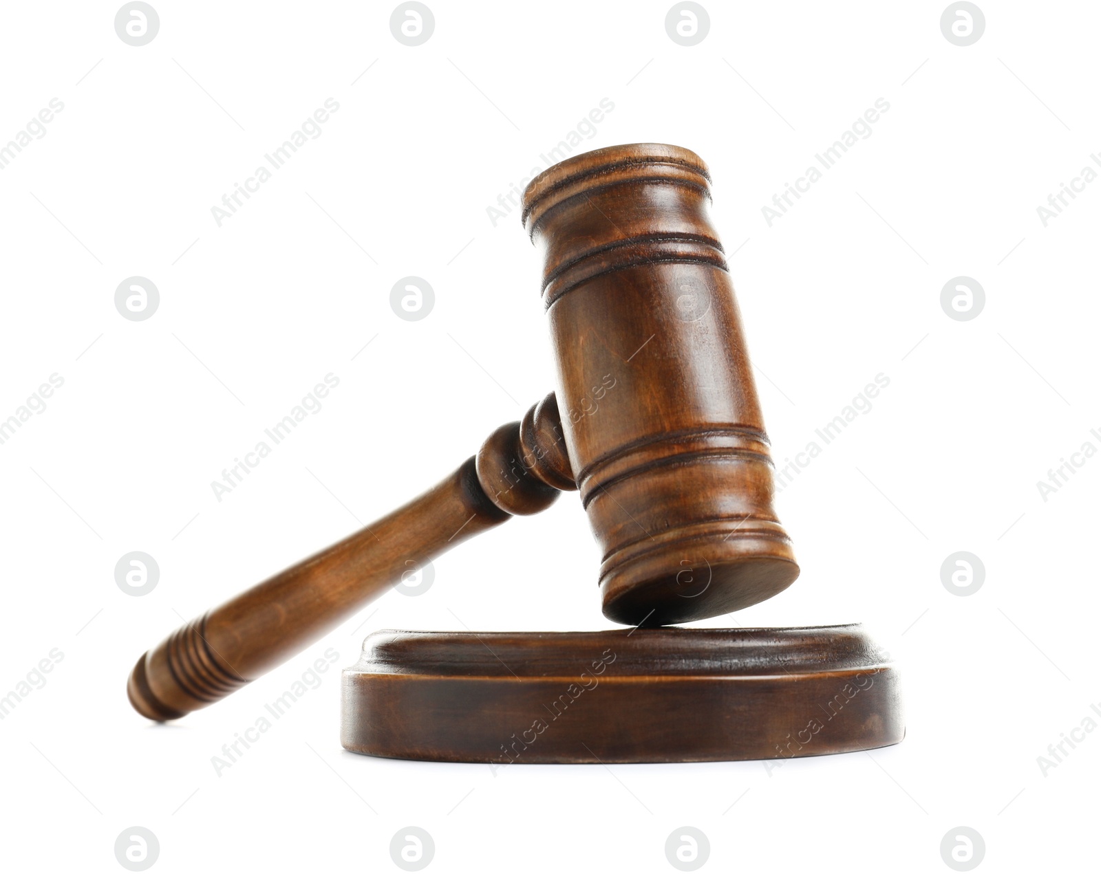Photo of Wooden gavel on white background. Law concept