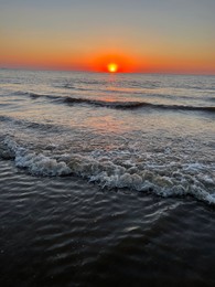 Photo of Picturesque view of beautiful sea at sunset