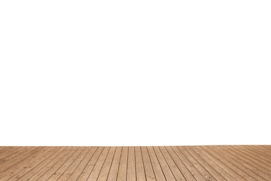 Empty wooden surface isolated on white. Mockup for design