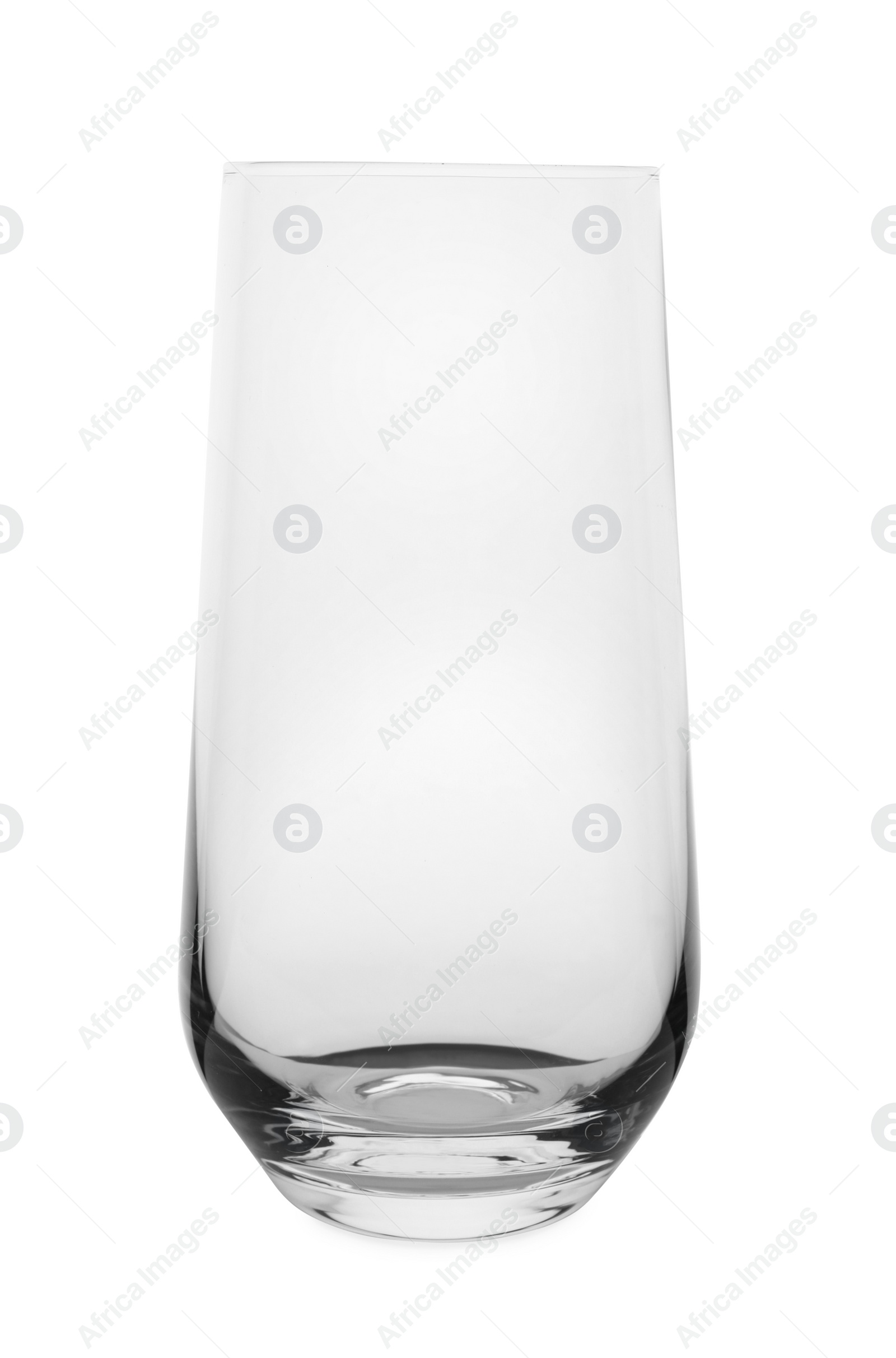 Photo of New empty clear glass on white background