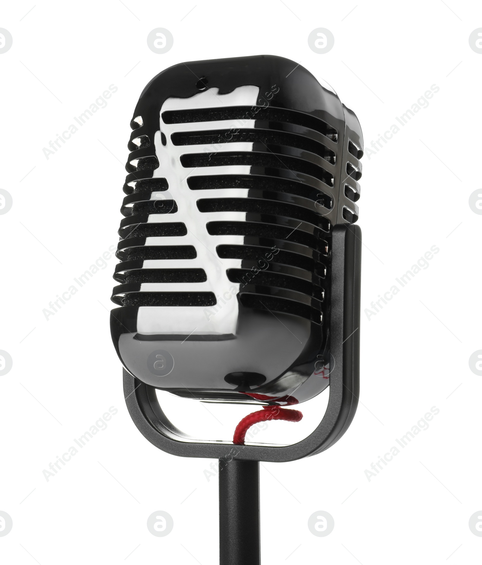 Photo of Retro old style microphone on white background