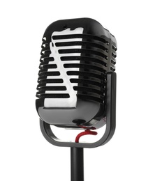 Retro old style microphone on white background