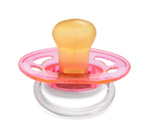 Photo of New pink baby pacifier isolated on white