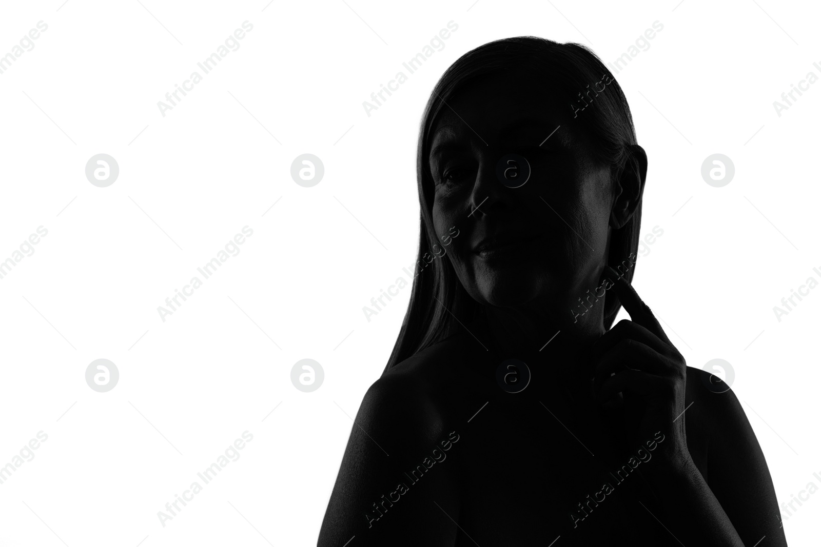 Image of Silhouette of one woman isolated on white