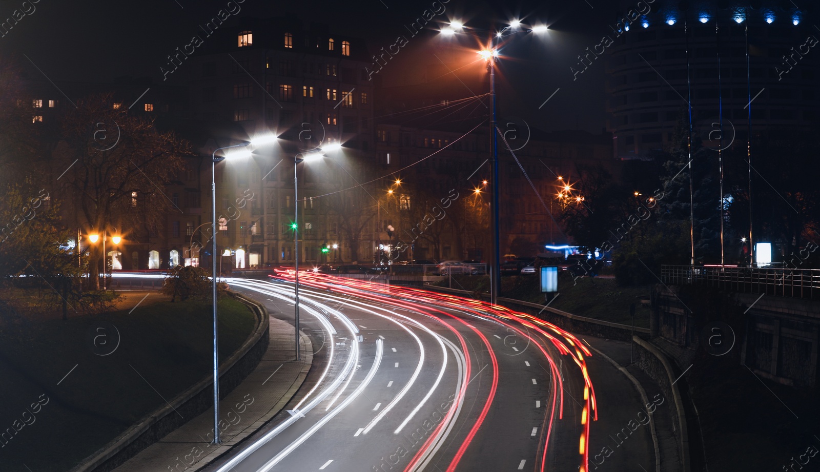 Photo of Beautiful view of night cityscape with light trail