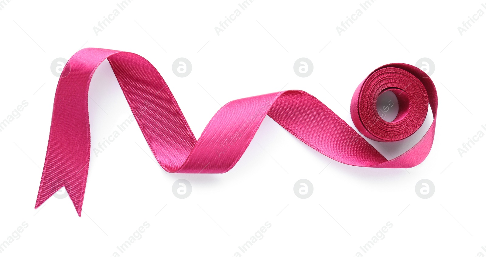 Photo of Simple color ribbon on white background, top view