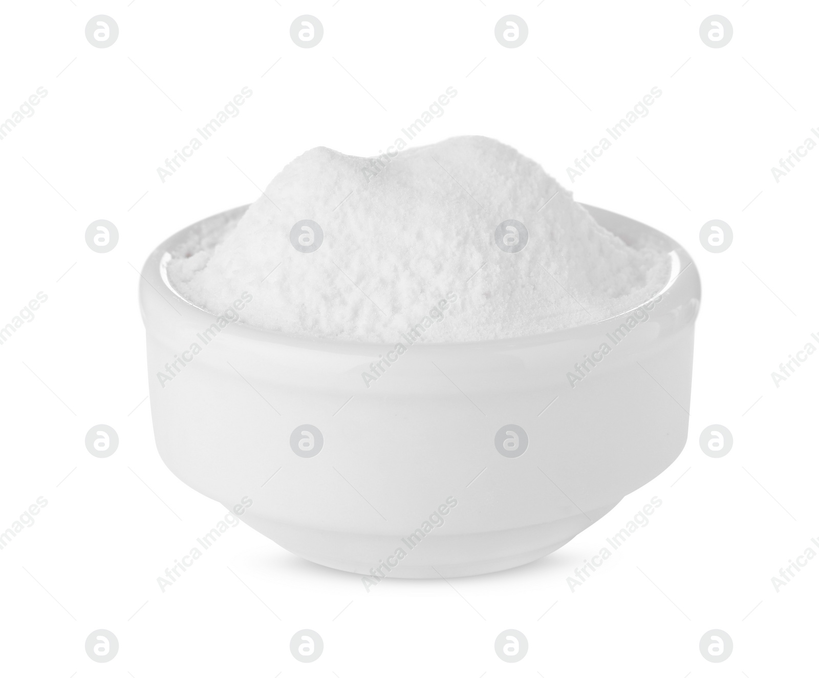 Photo of Bowl of natural starch isolated on white