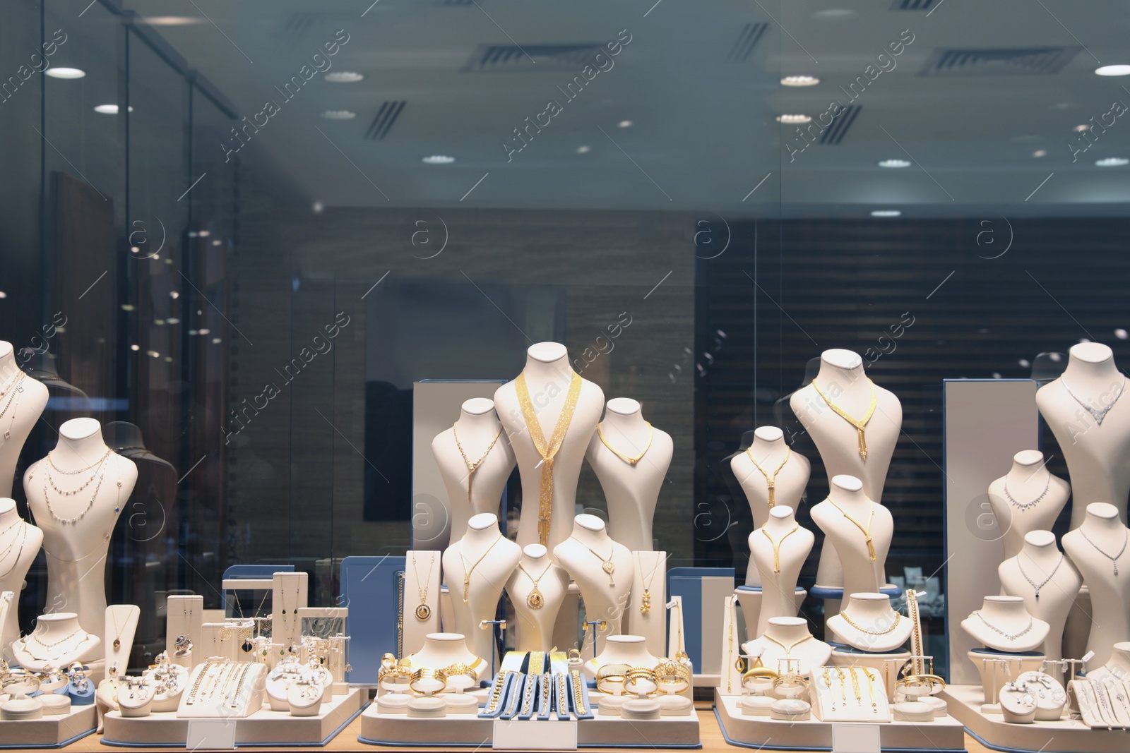 Photo of Showcase with luxury accessories in beautiful shop