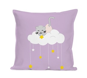 Soft pillow with cute print isolated on white