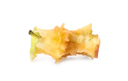 Apple core on white background. Composting of organic waste