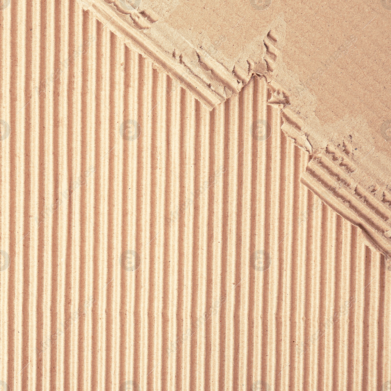 Image of Wall paper design. Brown corrugated sheet of cardboard as background