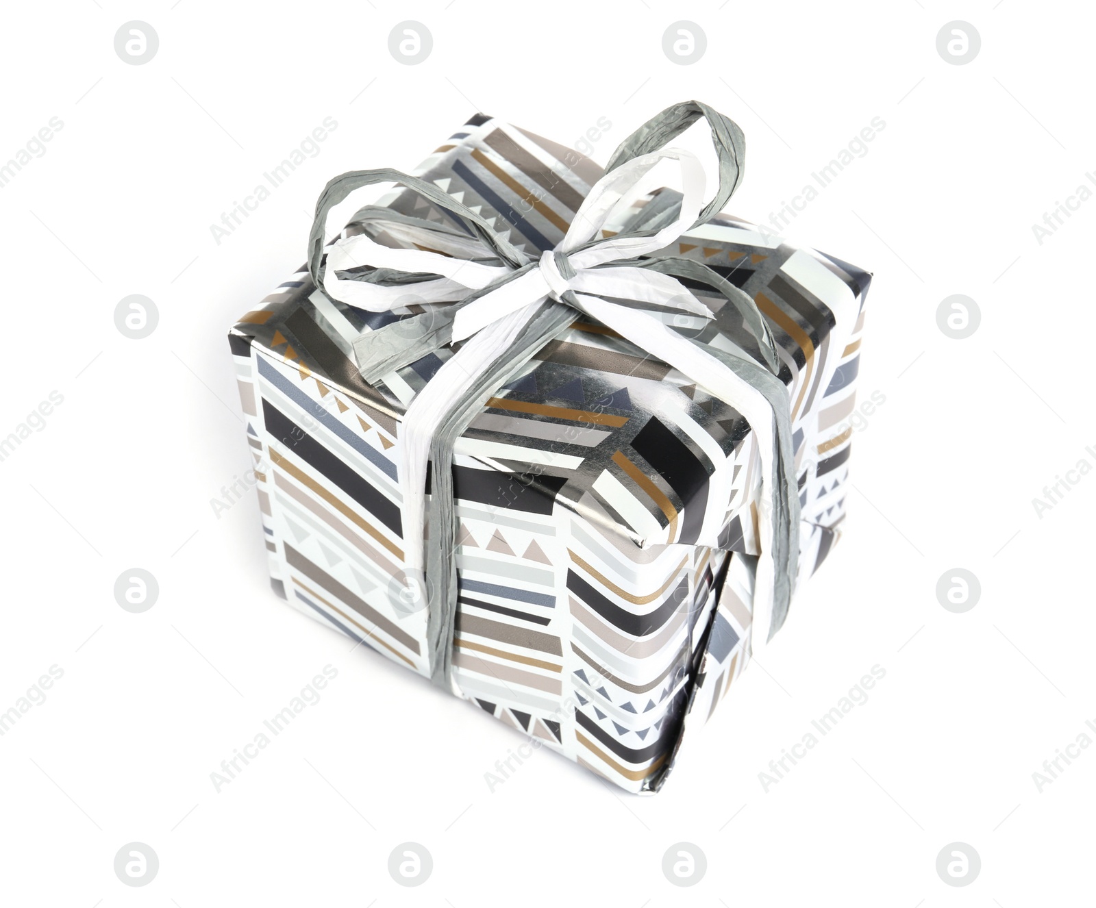 Photo of Beautiful gift box with ribbon on white background