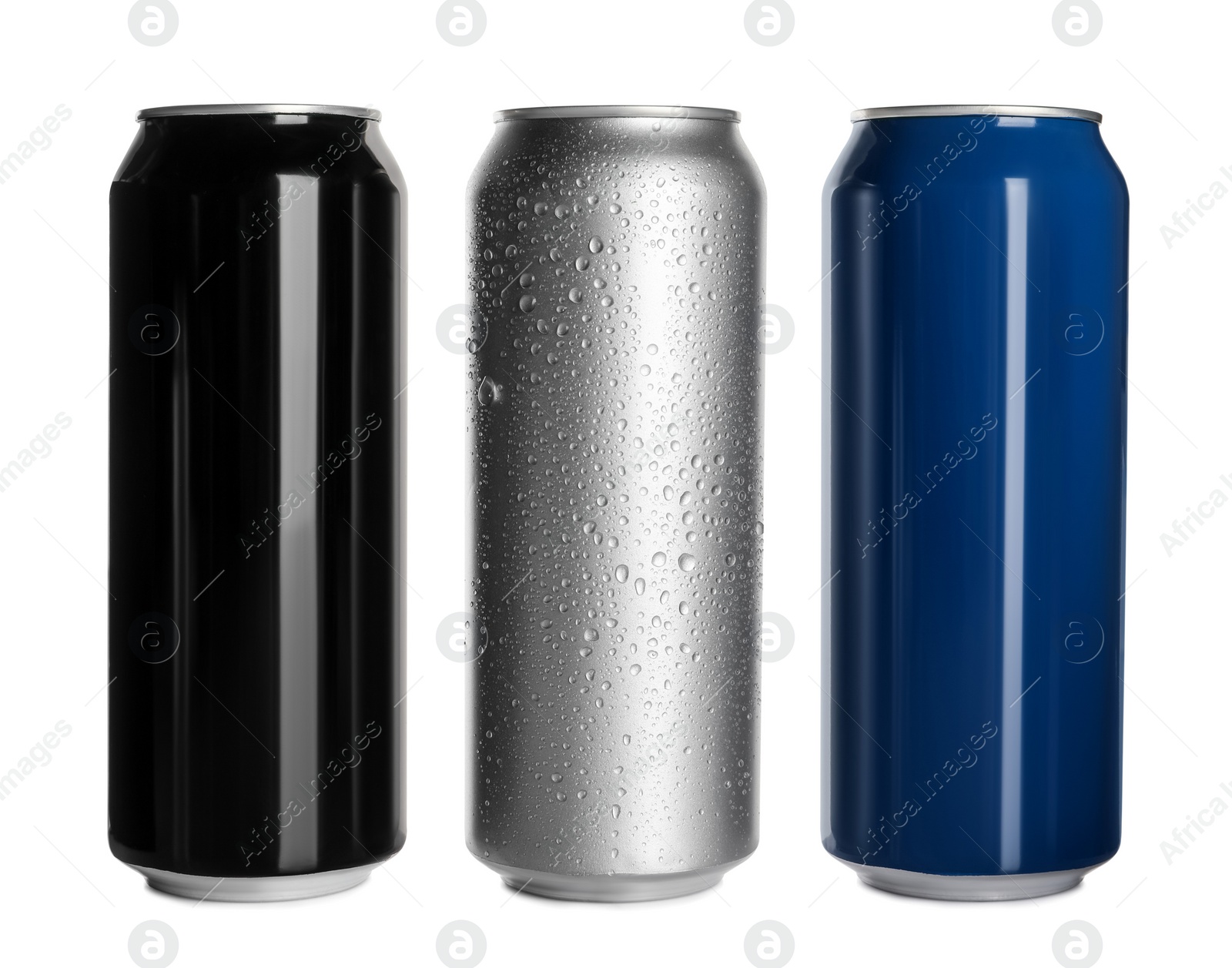 Photo of Aluminum cans on white background. Mockup for design